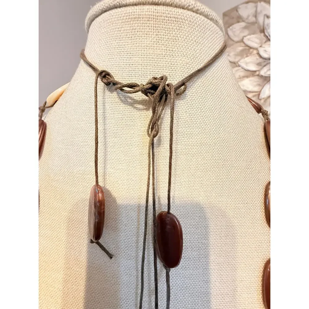 Vintage 50” Copper Tone Bead Lariat Necklace